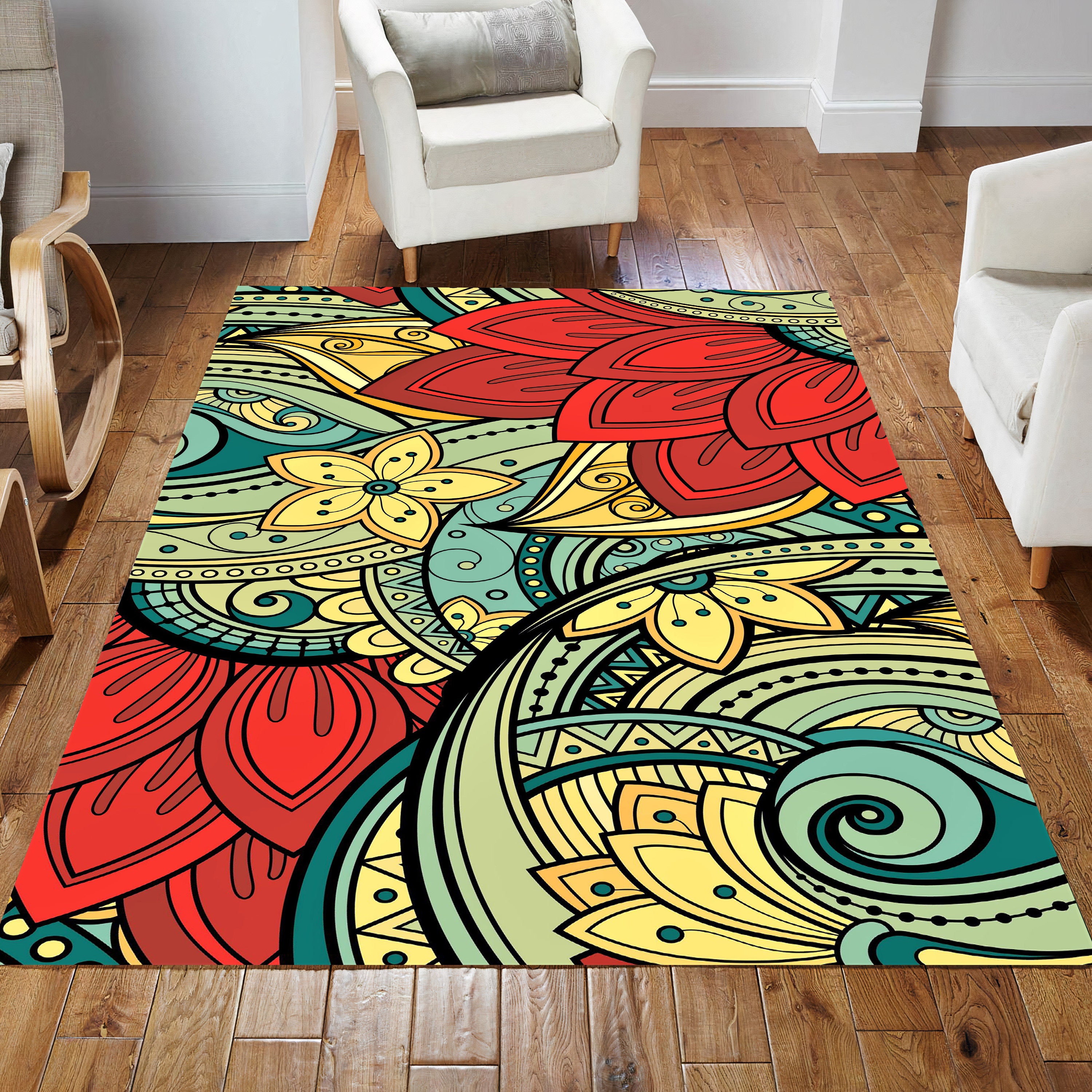 Discover Flower Rug, Colorful Rug, Rug for Living Room, Rug for Bedroom, Modern Rug, Popular Rug