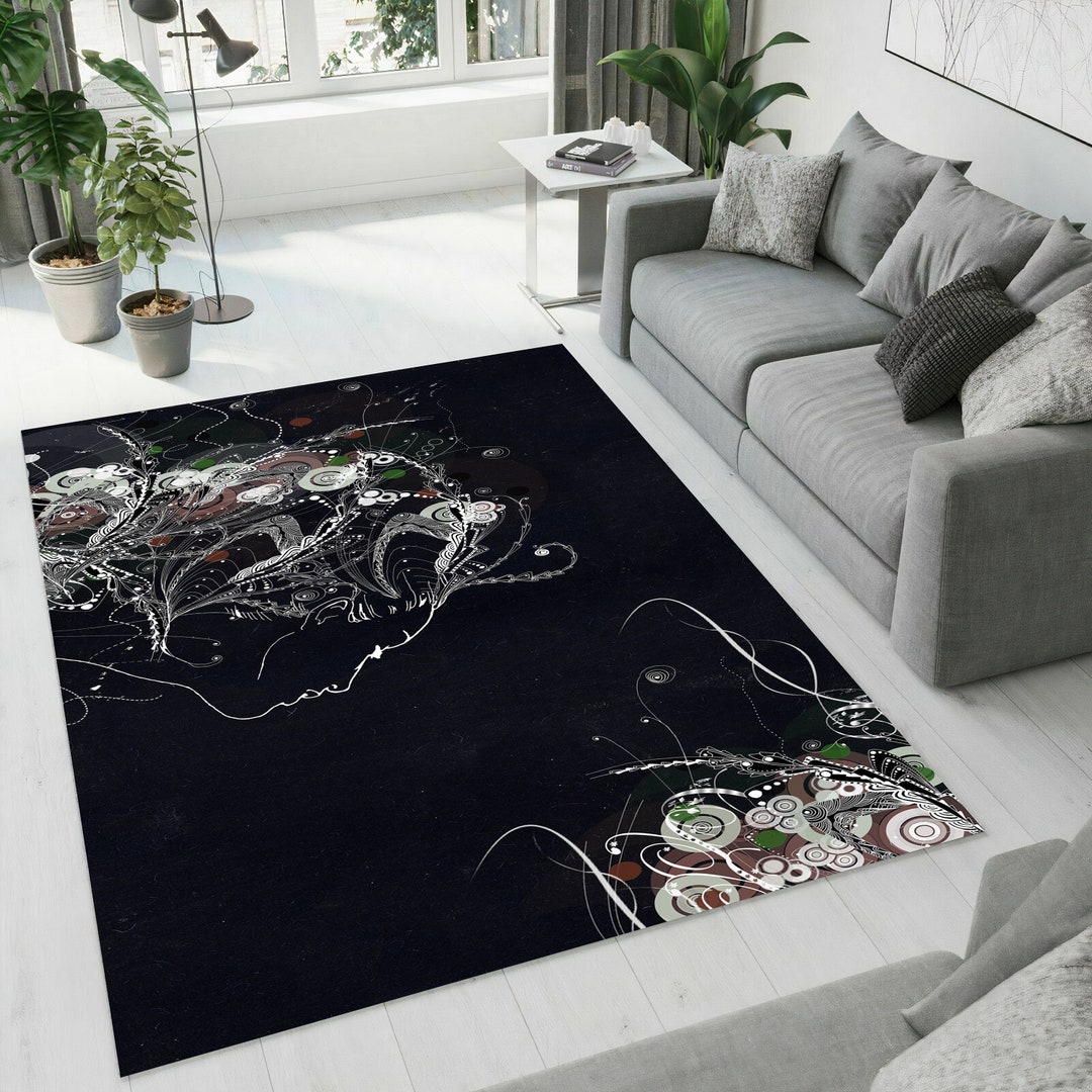 Black and White Art Rug Aesthetic Rug Abstract Rug Area Rug Etsy
