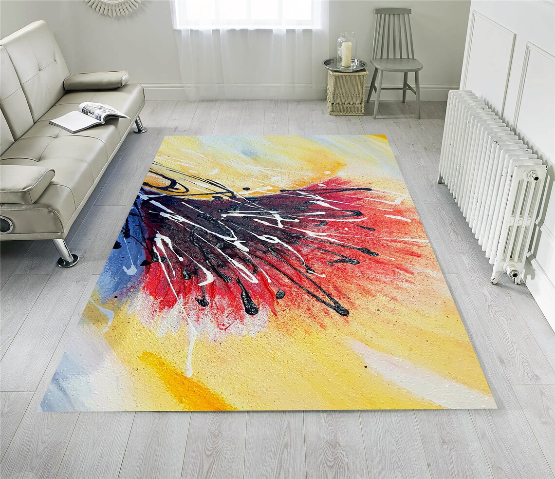 Abstract Rug Area Rug With Abstract Art Rugs for Living Etsy