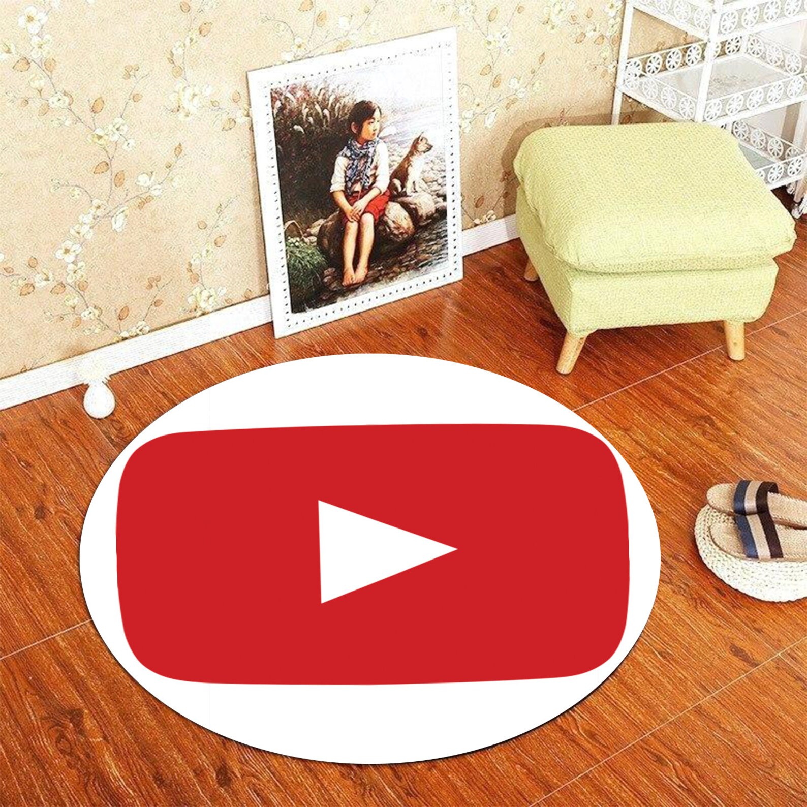 Youtube Logo Rug, Youtube Logo Round Rug, Circle Rug, Round Carpet