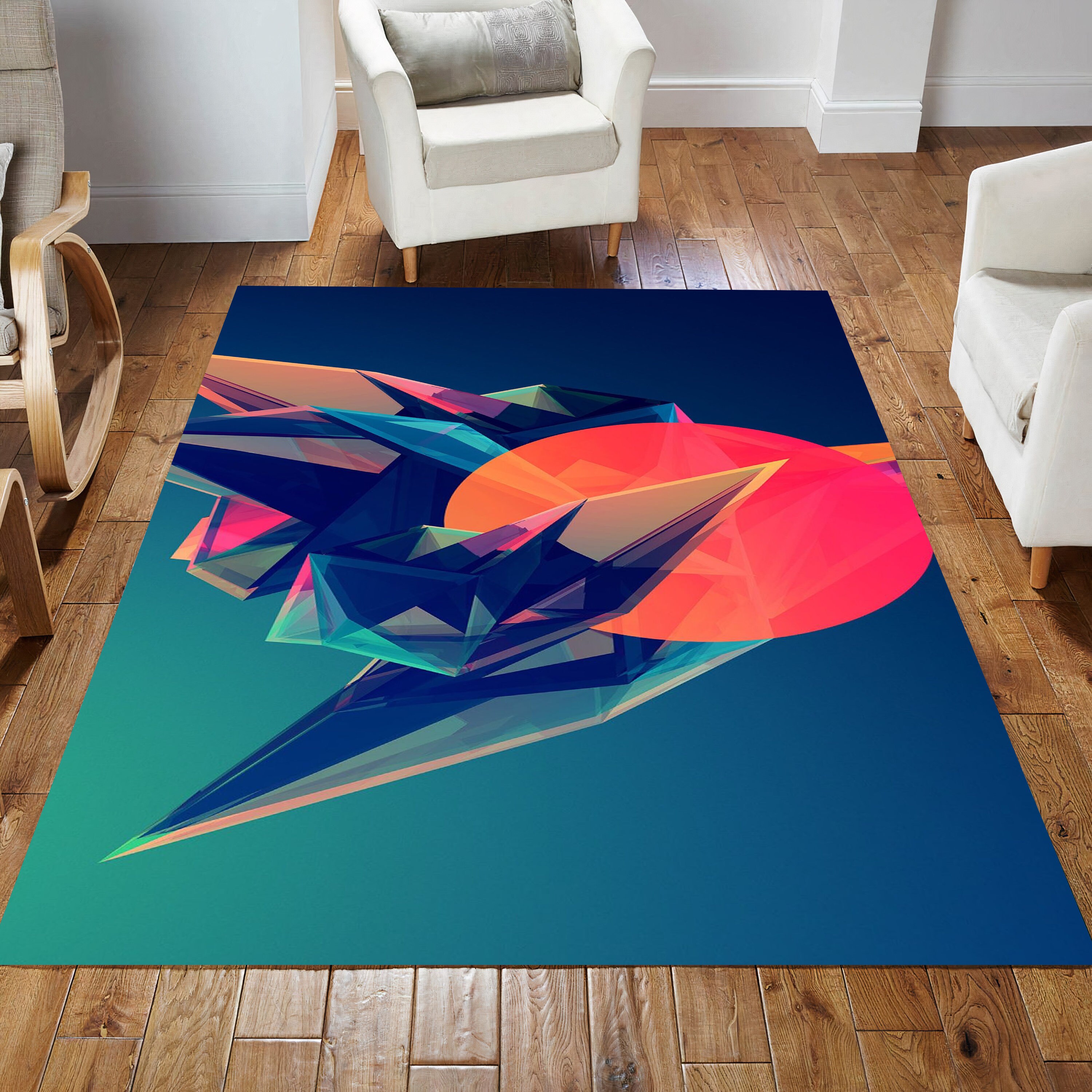 Origami Rug, Aesthetic Rug, Abstract Rug, Area Rug with Abstract Art ...