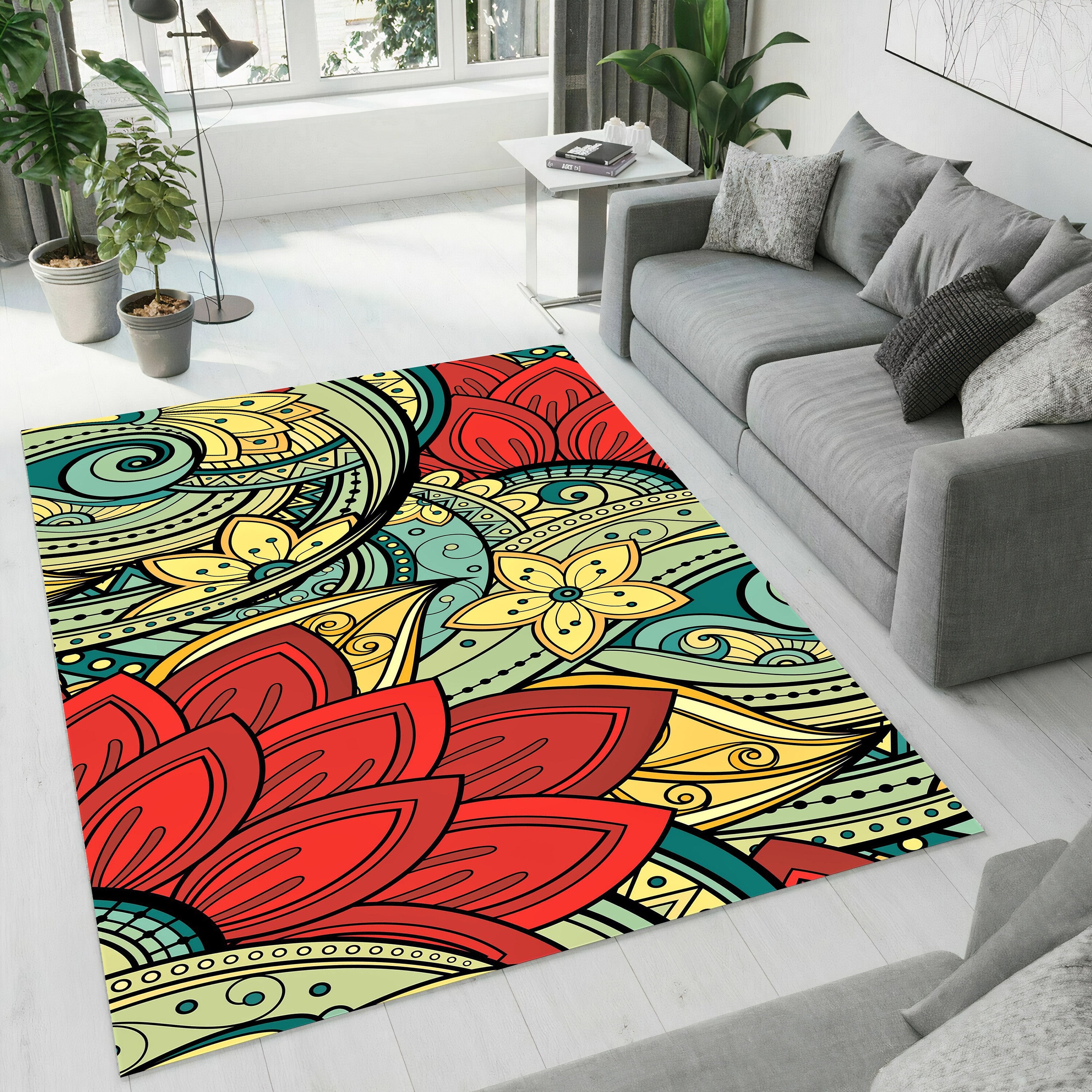 Discover Flower Rug, Colorful Rug, Rug for Living Room, Rug for Bedroom, Modern Rug, Popular Rug