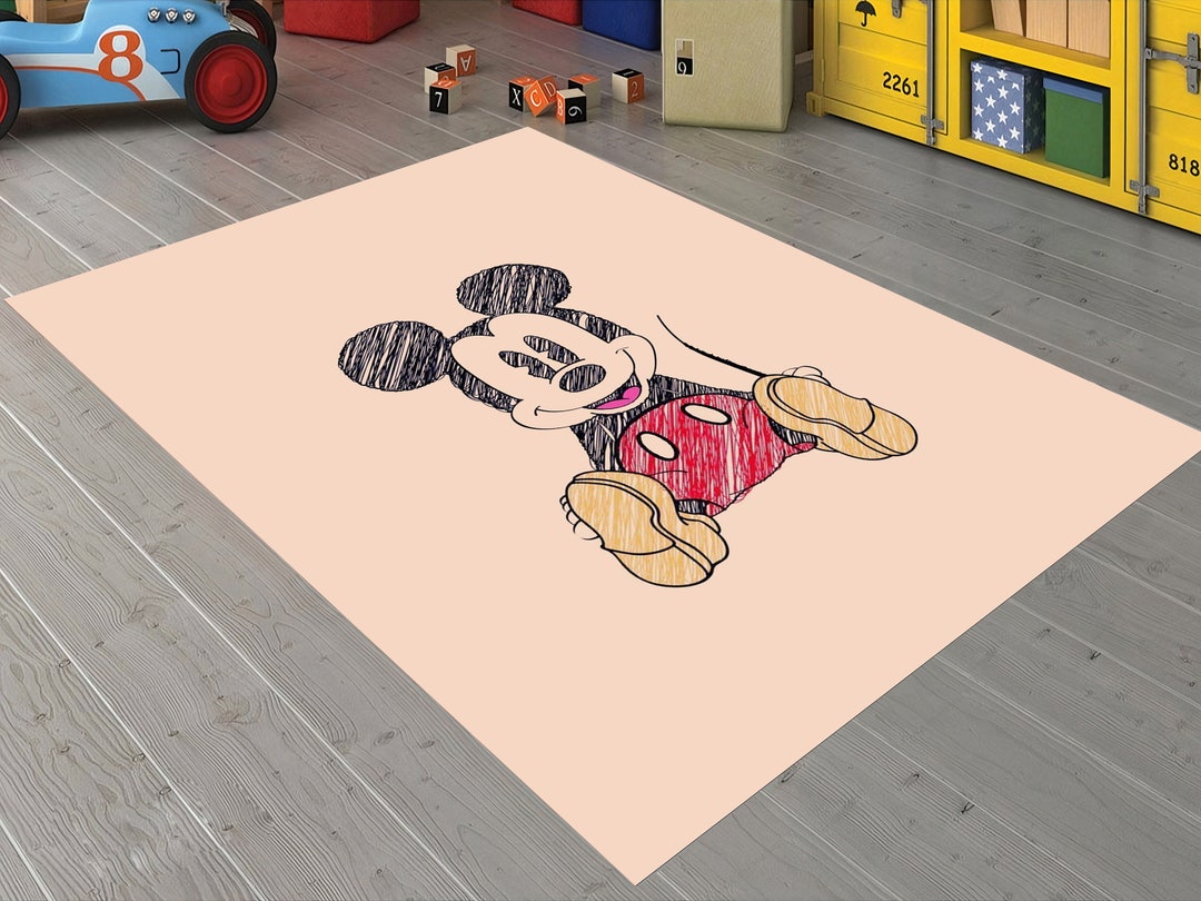 Disney Rug Kids Room Rug Mickey Mouse Rug Nursery Rug Cute Etsy