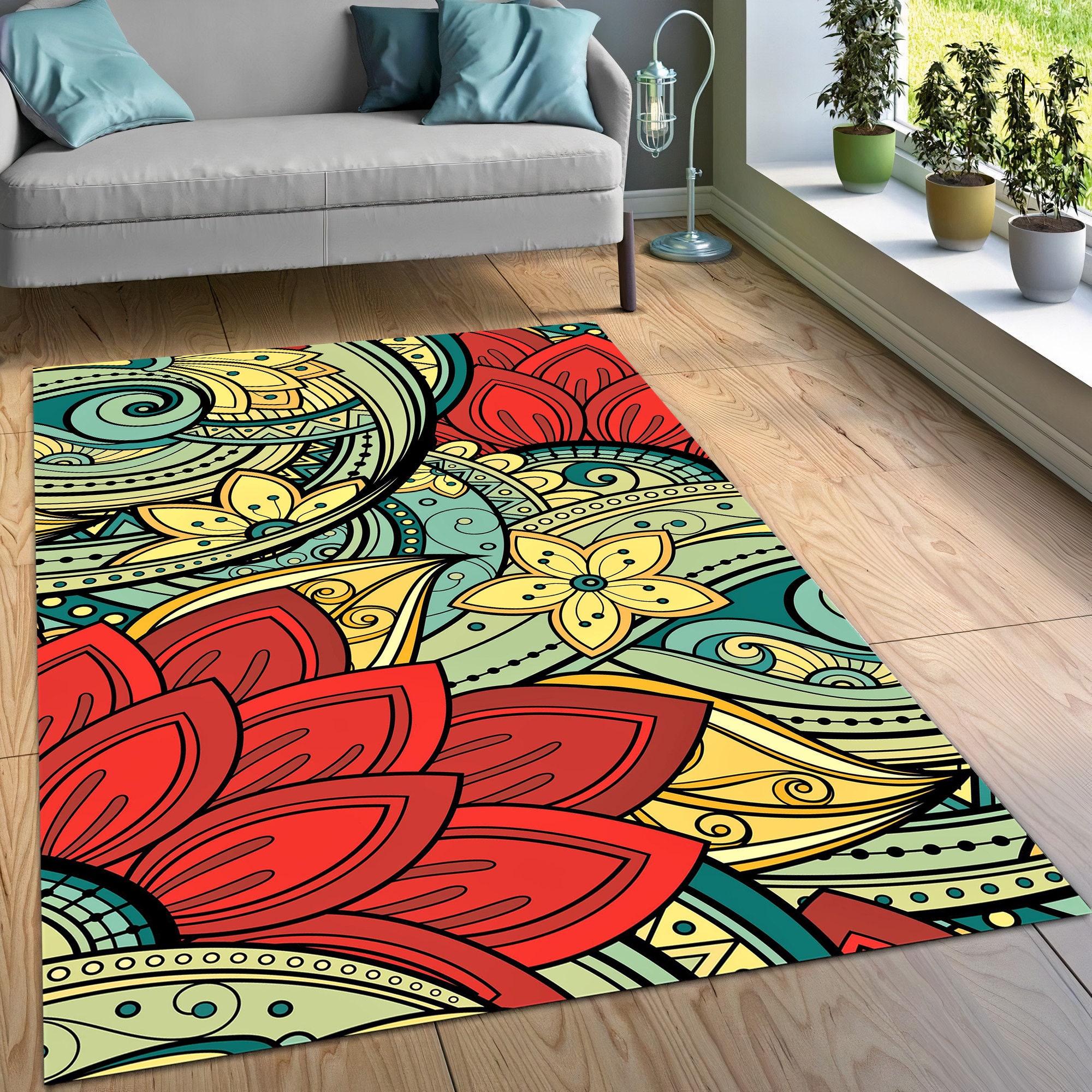 Discover Flower Rug, Colorful Rug, Rug for Living Room, Rug for Bedroom, Modern Rug, Popular Rug