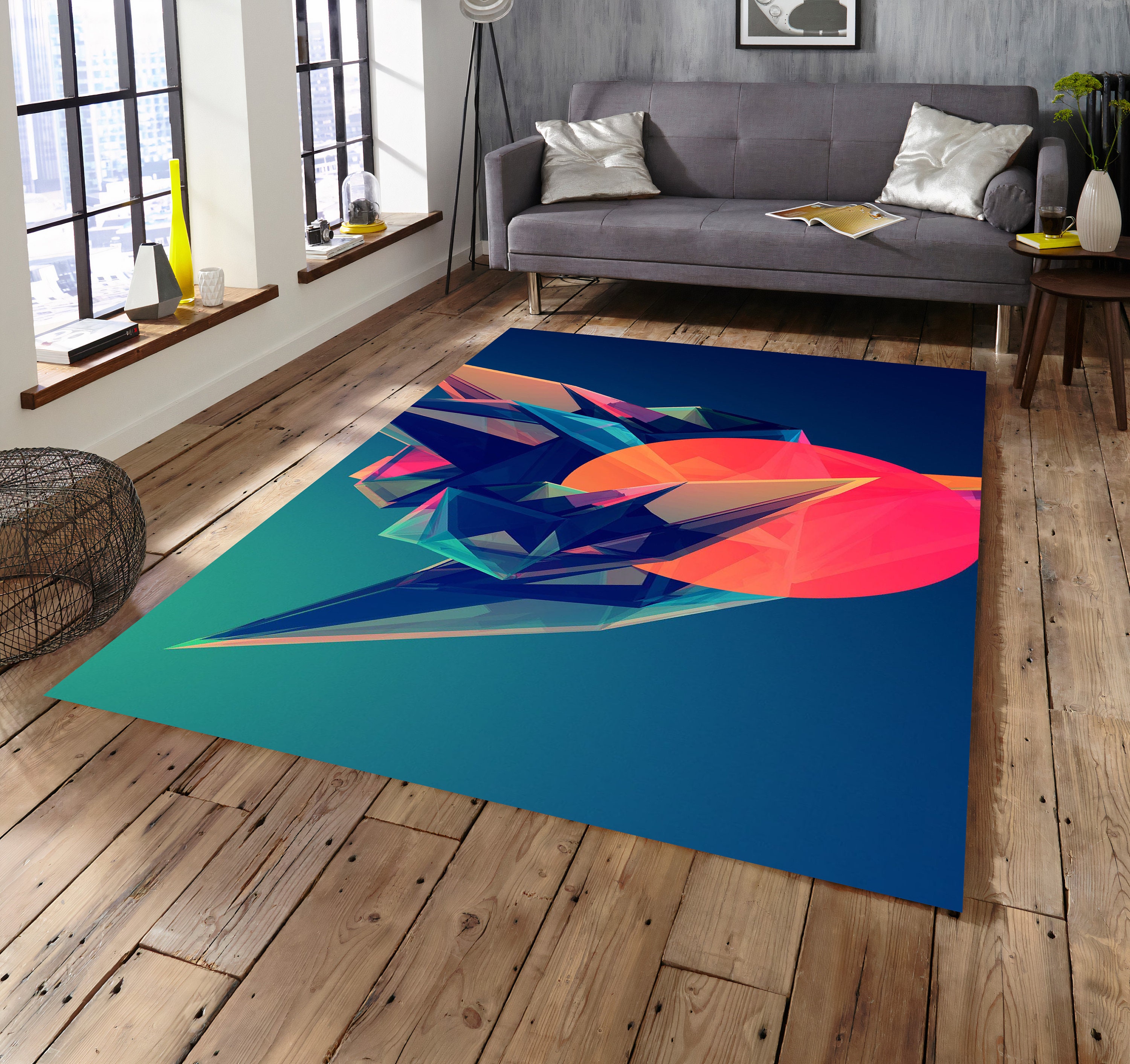 Origami Rug, Aesthetic Rug, Abstract Rug, Area Rug with Abstract Art ...