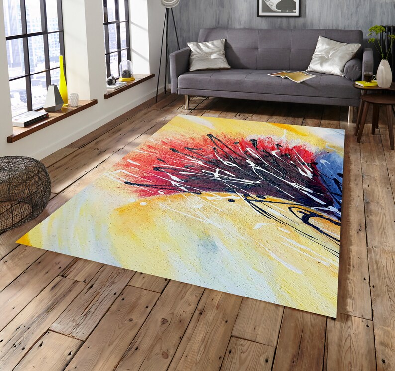 Abstract Rug Area Rug With Abstract Art Rugs for Living Etsy