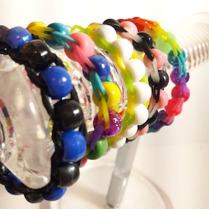 Custom Rainbow loom bracelets with kandi beads pony beads