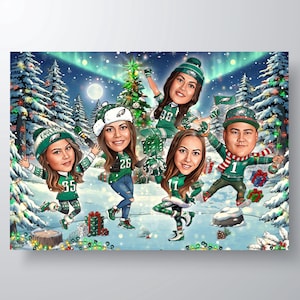 Caricatura grupal personalizada: Retrato deportivo personalizado (archivo digital)