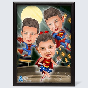 Personalized Kids Caricature, Daughter gift, Son gift, Newborn gift, Baby caricature, Baby illustration portrait, Children illustration gift