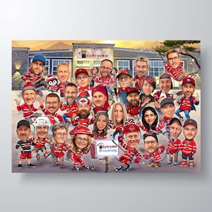 Custom Group Caricature, Custom Sport Caricature, Sport Portrait, Personalized group caricature, Thanksgiving gift, Christmas gift