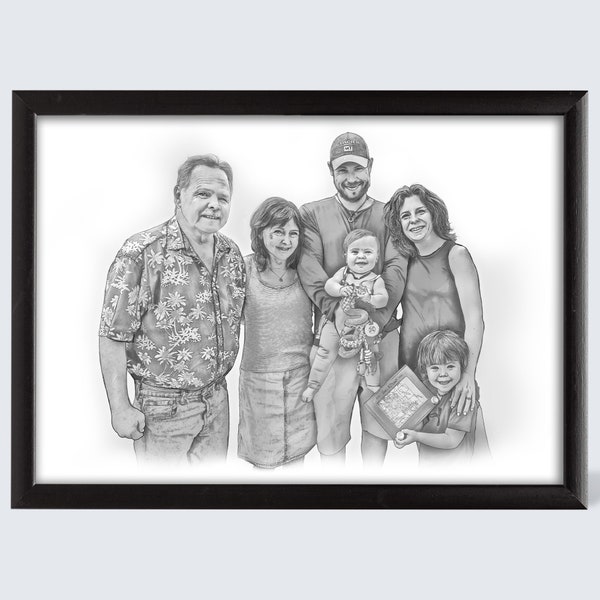 Custom Pencil Sketch, digital portrait from multiple photos, Sketch from photo, photo to drawing, Photo To Sketch, family portrait, gift
