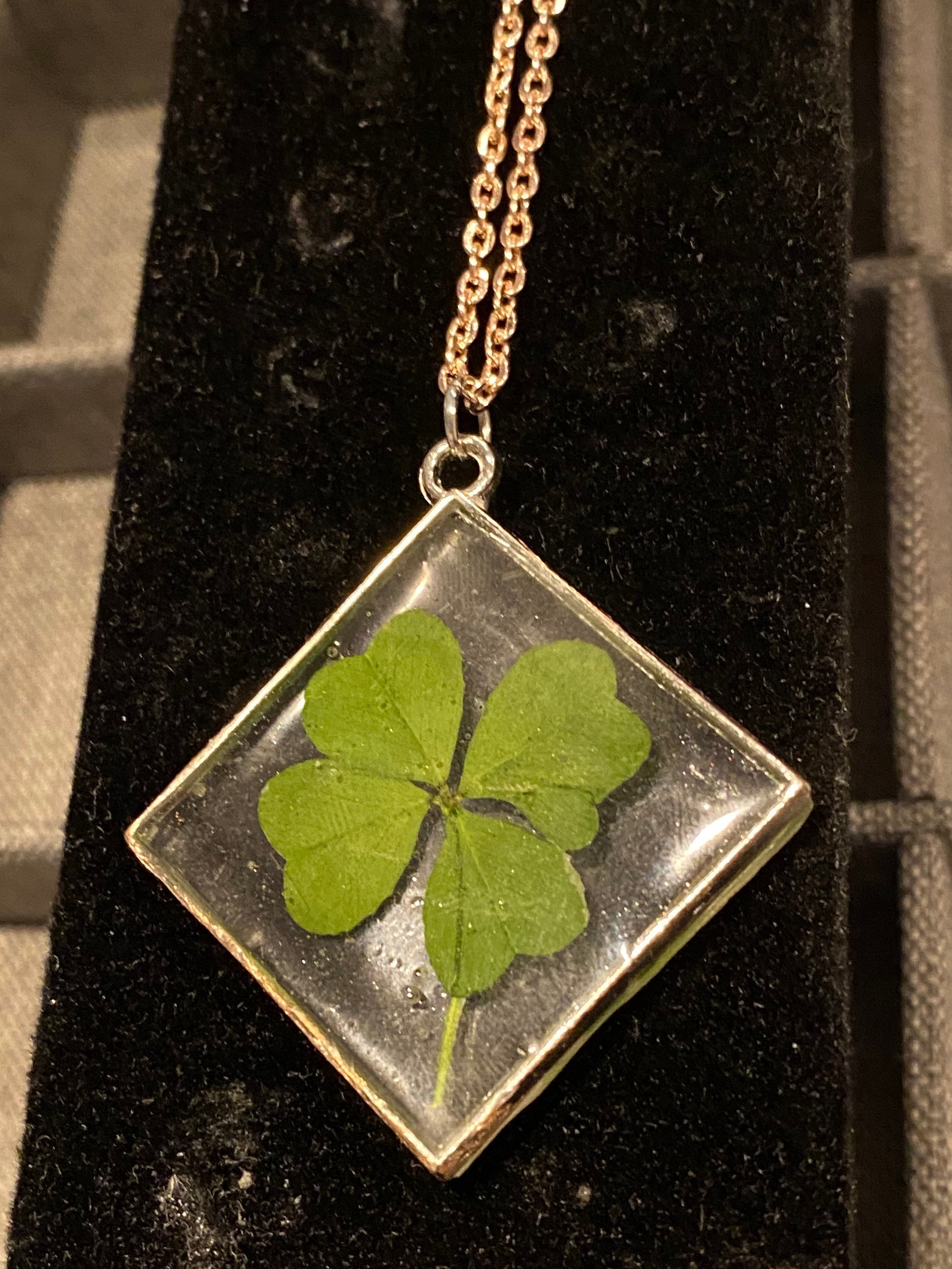 Real Four Leaf Clover Pendant with Necklace Etsy