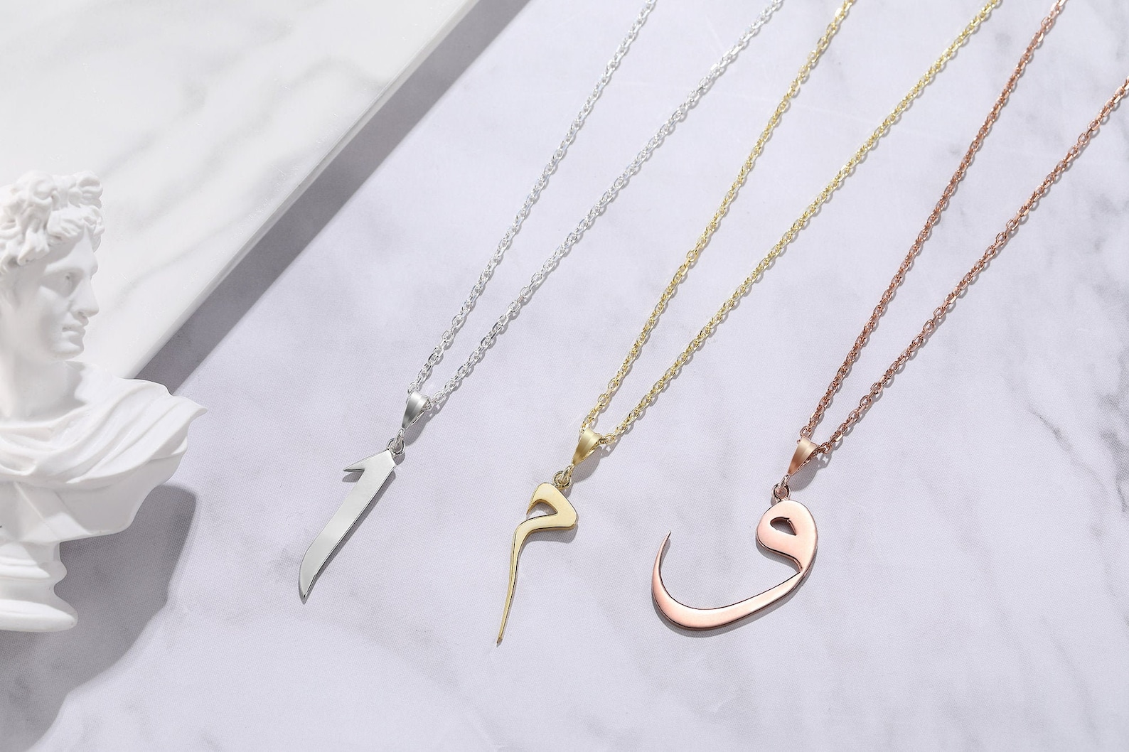 Arabic Initial Necklace Arabic Letter Necklace Etsy