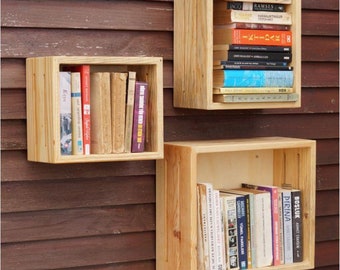 Wood Floating Cube Shelf, Rustic Cube Shelf, Farmhouse Shelf, Floating Shelves, Reclaimed Wood