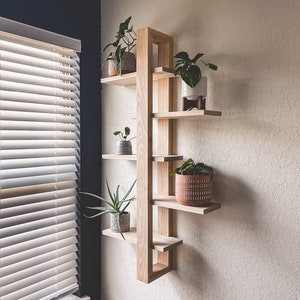 Decorative Floating Shelves, Floating Plant Shelf/Shelves, Tiered Floating Shelf, Walnut Floating Shelf