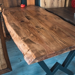 Solid Wood Table and Bench, Farmhouse Dine Table, High Quality,  Wood Kitchen Table, Rustic Dining Table, with Metal Legs