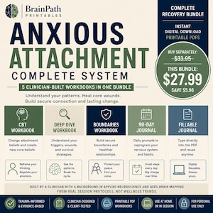 Anxious Attachment Healing Bundle | 3 Workbooks and 90-Day Journal, Relationship Anxiety, Overthinking, Fear of Abandonment, CBT