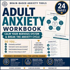 Adult Anxiety Workbook | CBT, ACT, Polyvagal Relief (PDF Download)