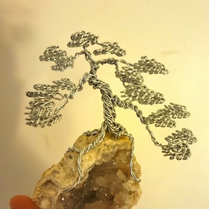 Bonsai wire tree on a geode