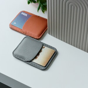 Minimalist Grey Card Holder Wallet for Men and Women Personalized Credit Card Holder Slim Card Holder Wallet Unisex Card Wallet image 5