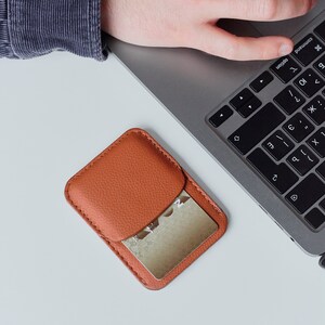 Cartera minimalista para tarjetas marrón para hombres y mujeres – Tarjetero personalizado – Cartera delgada para tarjetas – Cartera unisex para tarjetas imagen 5