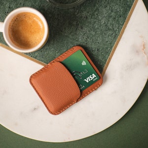 Cartera minimalista para tarjetas marrón para hombres y mujeres – Tarjetero personalizado – Cartera delgada para tarjetas – Cartera unisex para tarjetas imagen 4