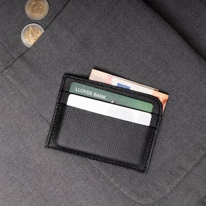 Cartera de tarjeta delgada para hombres y mujeres–Titular de tarjeta de crédito personalizado– Monedero de cuero para efectivo-EDC imagen 2