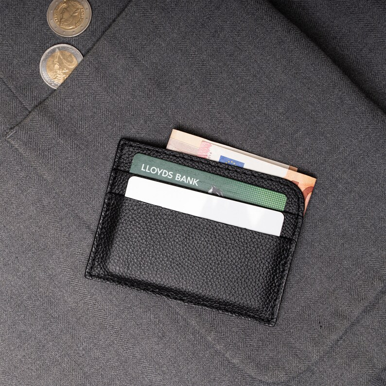 Cartera de tarjeta delgada para hombres y mujeres–Titular de tarjeta de crédito personalizado– Monedero de cuero para efectivo-EDC imagen 2