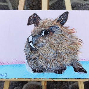 FURRY BUNNY, 26&quot;x18&quot;, Acrylic painting on Canvas,Easter,Rabbit,Original, Wall Art, Wildlife, Animal, Room Wall Decor, Nursery, Girl Boy Gift
