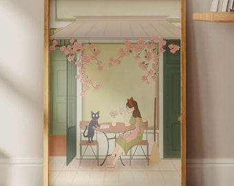 Taking a Delivery Break 11"x14" Full Sized Poster Ghibli Inspired Fanart Art Print