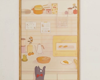 Black Cat in the Kitchen 11"x14" Full Sized Poster | Delivery Service Inspired Fanart Art Print