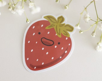 Strawberry Sticker | Waterproof Vinyl, Laptop Sticker, No Residue, Kawaii Sticker, Asian Snack Sticker, Cute Sticker, Fruit Sticker