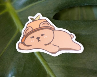 Summer Orange Bear Sticker | Waterproof Vinyl Sticker, Laptop Sticker, Kawaii Sticker, Cute Sticker