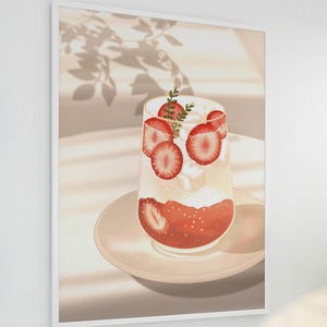 Strawberry Vibes 11"x14" plakat w pełnym rozmiarze Studio Ghibli inspirowane jedzeniem Fanart Art Print