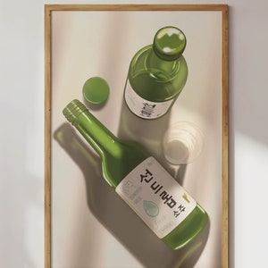 Soju Bottle 11"x14" Poster | Soft, Aesthetic Illustration, Bujo, Wall Collage, Decoration