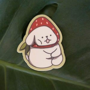 Strawberry Dog Sticker | Waterproof Vinyl Sticker, Laptop Sticker, Kawaii Sticker, Cute Sticker