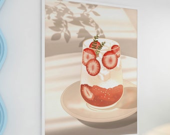 Strawberry Vibe 11"x14" Full Sized Poster Studio Ghibli Inspired Food Fanart Art Print