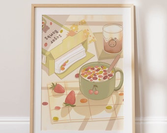 G'Morning Cereal 11"x14" Full Sized Poster Ghibli Inspired Fanart Art Print