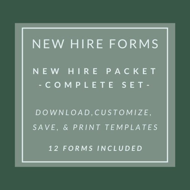 Complete New Hire Employee Welcome Packet 12 Forms Included - Etsy