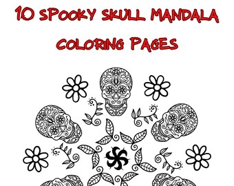 Spooky Halloween Mandala Coloring Pages: Kids & Adults (digital ...
