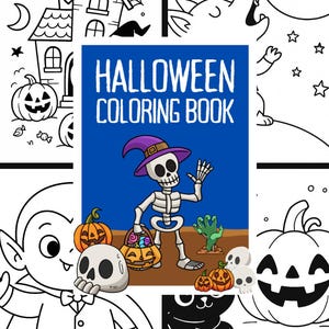 10 Halloween Coloring Pages for Kids – Cute, Non-Scary Printables – Ghosts, Pumpkins, Witch, Cat, Vampire – PDF PNG. Instant Download!