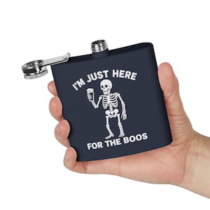 Spooky Skeleton Flask | Stainless Steel 6oz | Halloween Party Gift, Trick or Treat Accessory, Booze Container, Fun Festive Drinkware