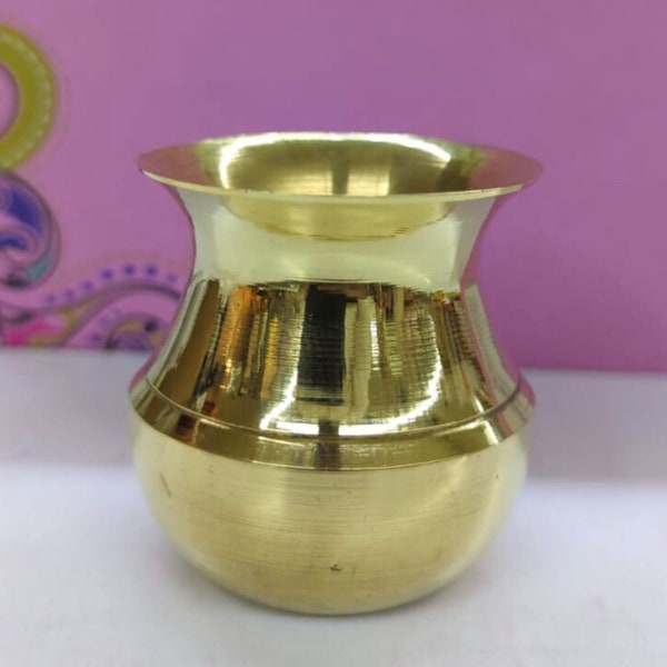 Small Brass Loti for Pooja Brass Kalash Lota Indian Festival Puja Utensils Ayurveda Health Benefits Drinkware Parsi Lota Temple Decor Items