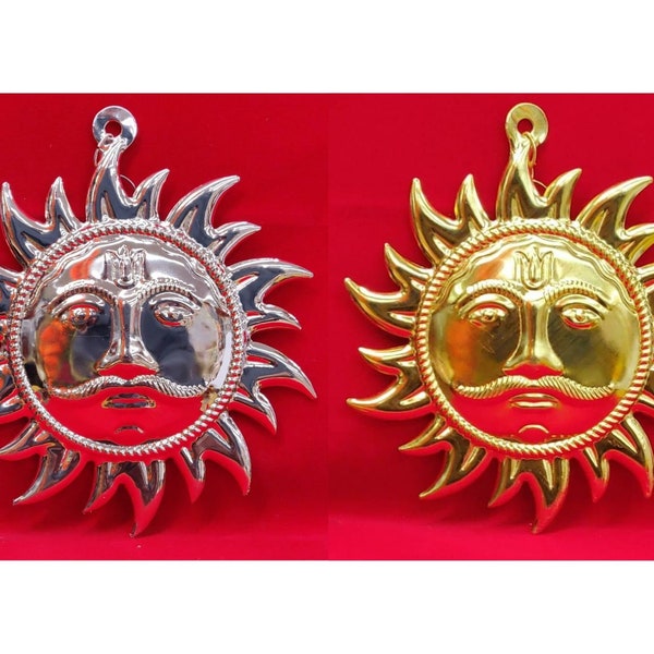 Surya Sun Hanging Statue Sun Wall Hanging Copper Sun Face Wall Hanging for Home & Office Wall Art Indian Religious Decor Indian Home Decor