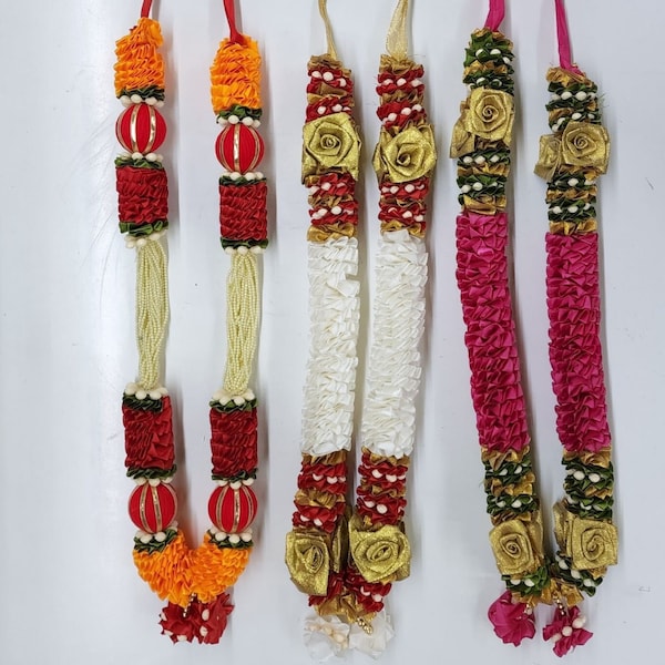 Artificial Satin Ribbon Garland for God Multipurpose Mala Haar God Idol Mala Artificial Flower Garland Diwali Decoration God Garland Decor