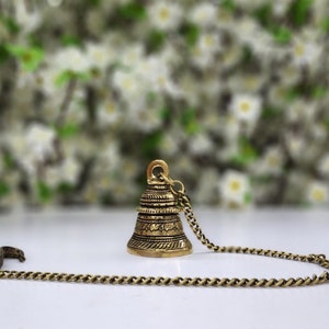Ethnic Brass Hanging Bell With Chain, Chain for Home Temple, Door, Hallway,  Porch or Balcony Unique Decor Gift Chain Length 24 Inches 