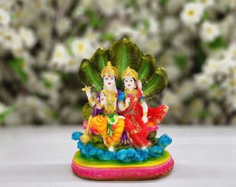 Vishnu Lakshmi Statue God of Protector Goddess of Wealth Lakshmi Narayana Idol Hindu God Goddess Statue Vishnu Laxmi on Sheshnag Home Decor