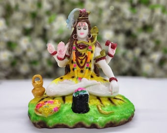 Shiva Statue in Marble Dust Lord Shiva Idol Mahadev Statue God of Divine Energy Meditating Shiva Statue Indian Arts Hindu God Statue Decor