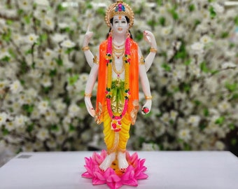 Lord Vishnu Statue Standing Vishnu Idol Narayana Sculpture God Vishnu Figure Hindu God Statue Vishnu Murti in Marble Dust Housewarming Gift