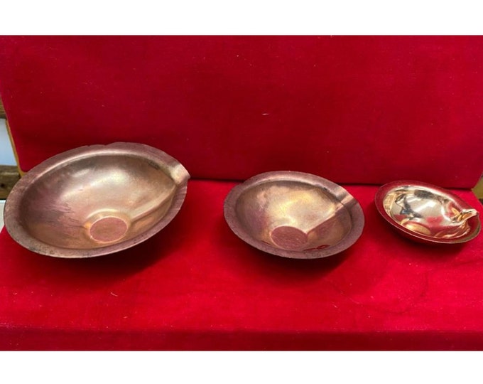 Traditional Copper Diya for Puja Long Wicks Diya Copper Lamp Diya for Pooja Indian Goddess Diya